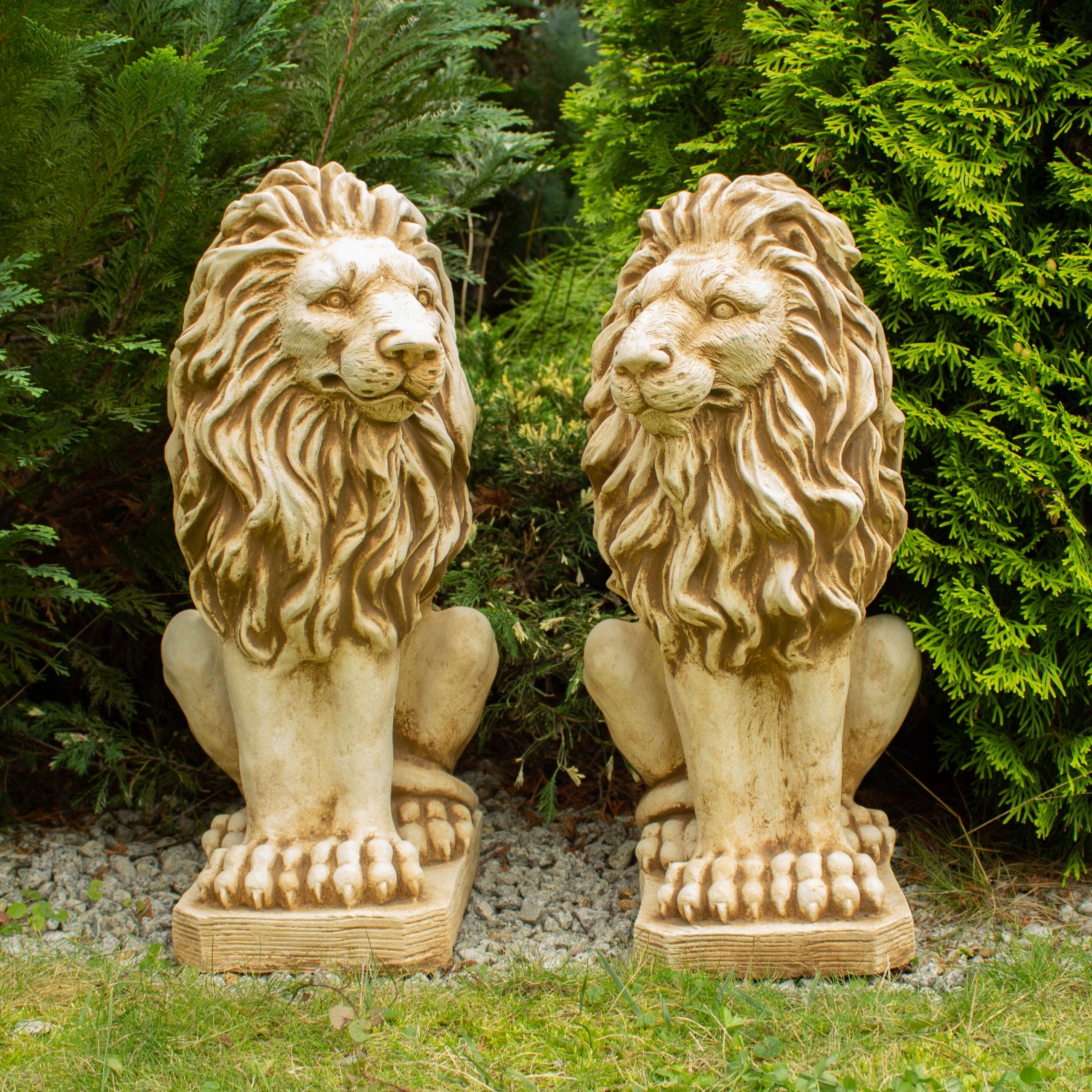 Concrete Sculptures Lions Set Figures for Garden Ornaments Garden Decorations