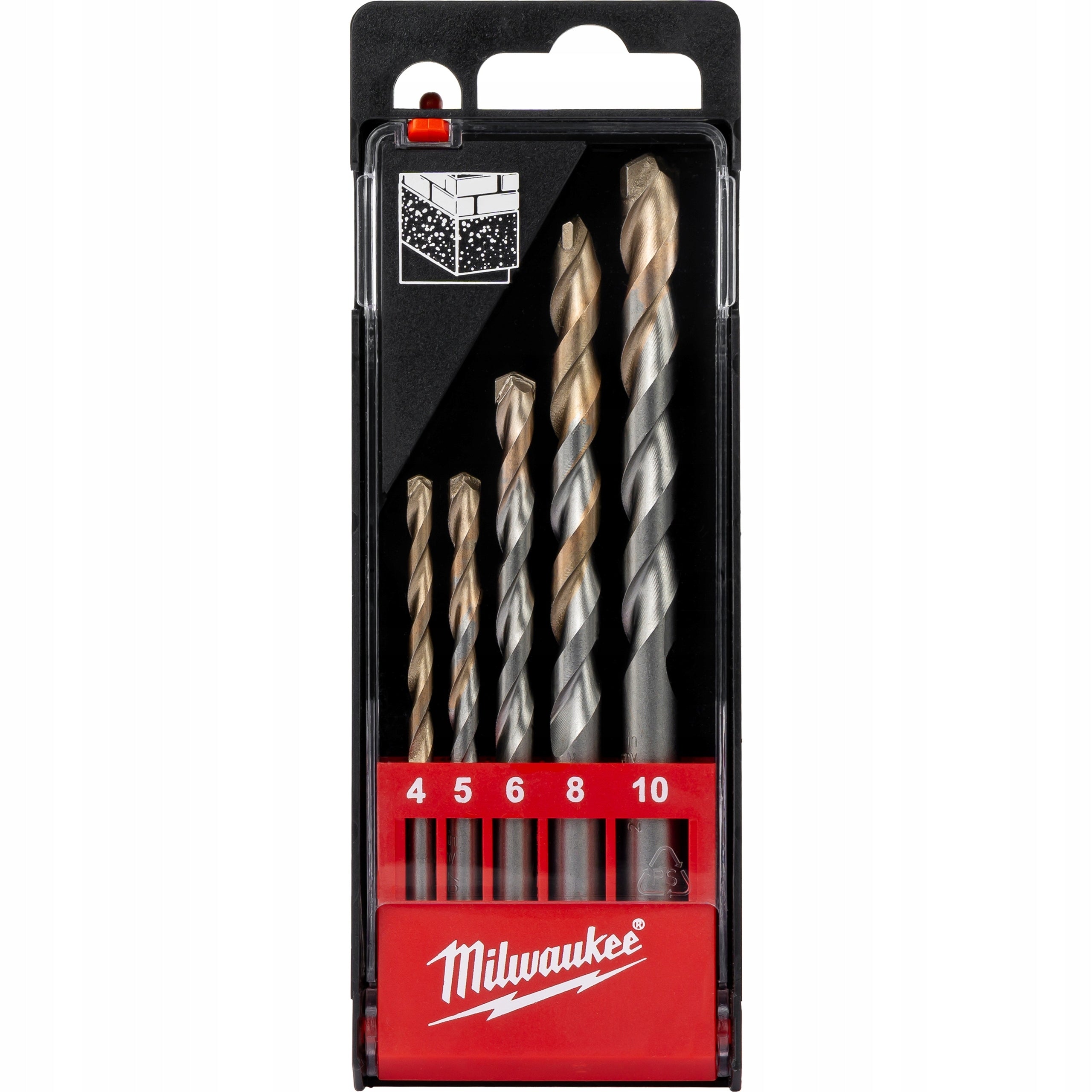 Concrete drill bit set 4-10 mm 5 element. Milwaukee cylindrical Packaging status original