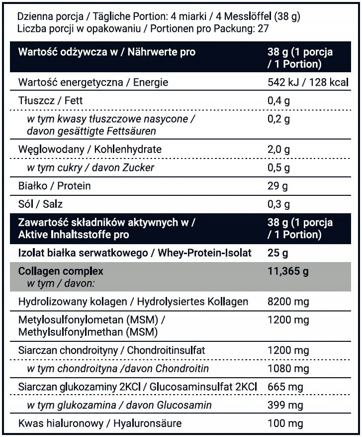 Conditioner Whey Protein ISOLATE 1kg + COLLAGEN COMPLEX EAN (GTIN) 5905137255901