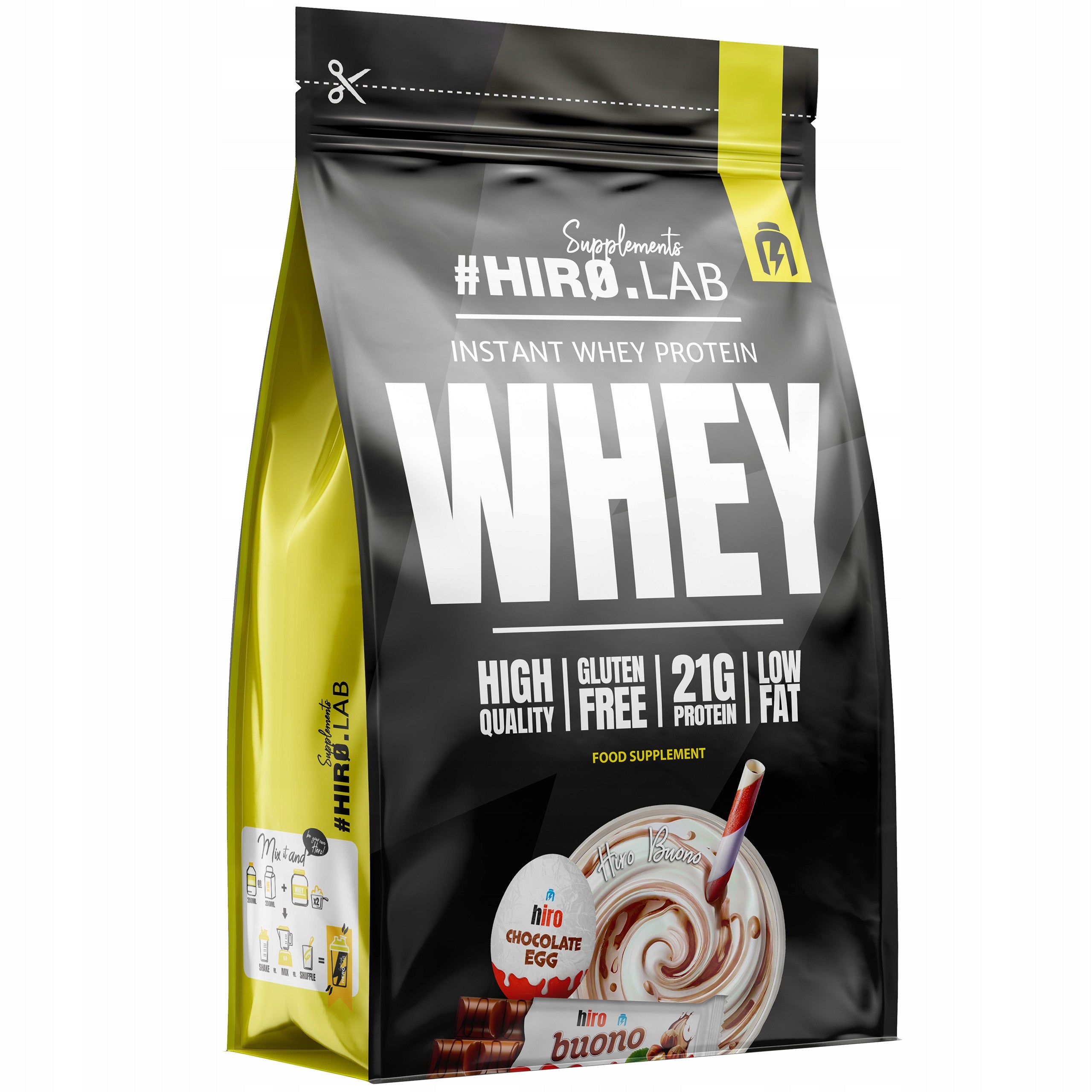 Conditioner Whey Protein WPC HIRO.LAB 2kg Chocolate Walnut Without Gluten