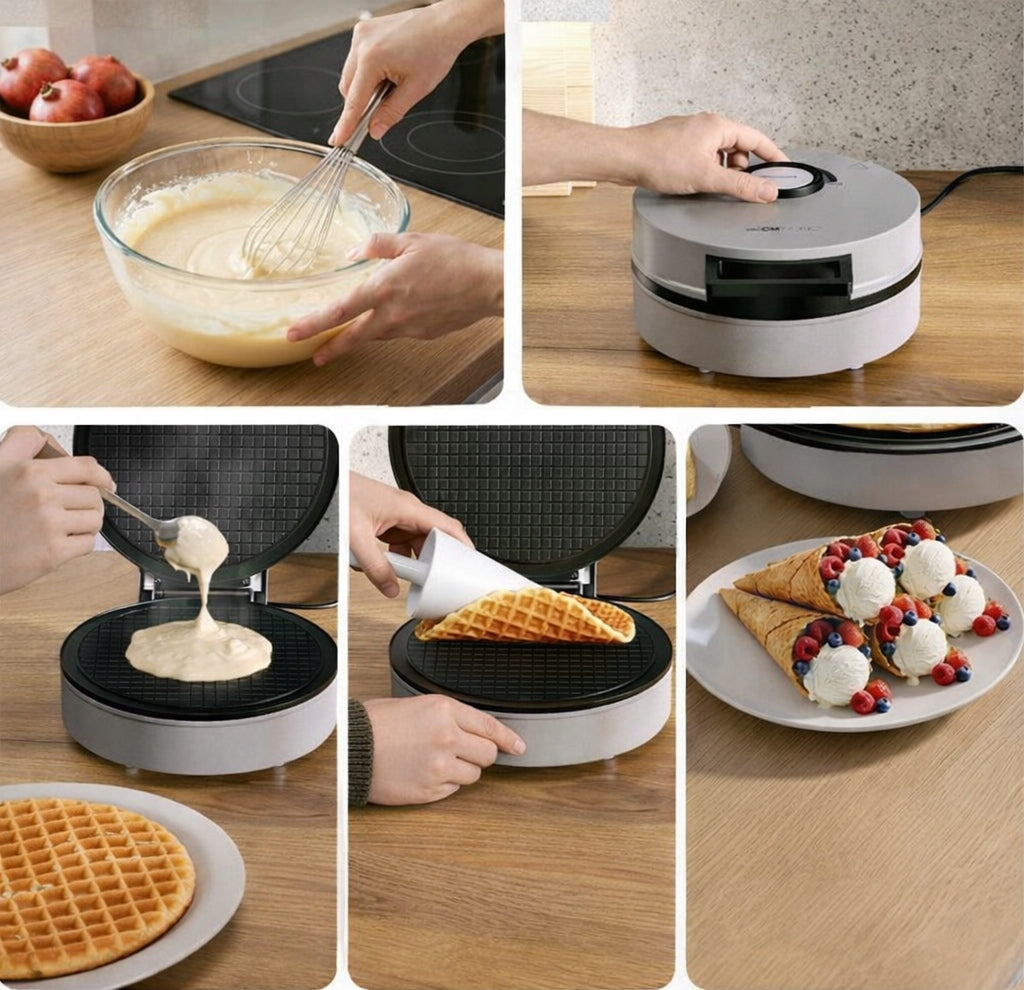 Cone wafer Clatronic 1200W wafer maker ice cream cones Ø20 cm Dominant color silver/gray