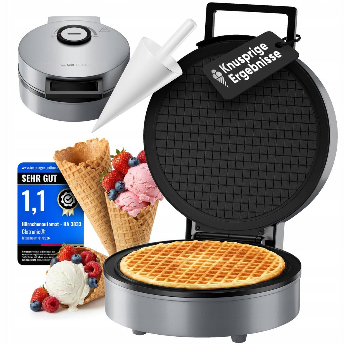 Cone wafer Clatronic 1200W wafer maker ice cream cones Ø20 cm