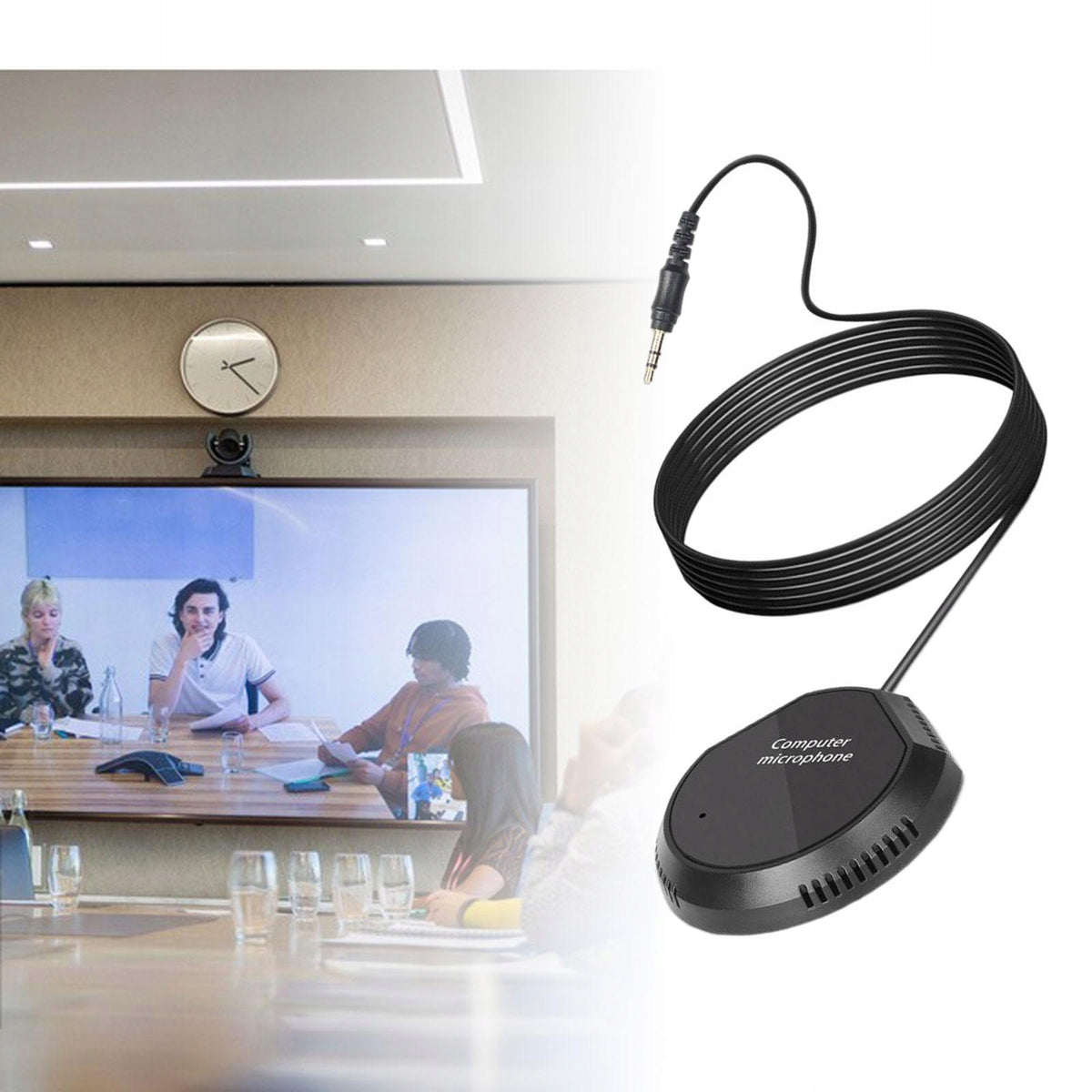 Conference Microphone 3.5mm Noise Canceling Plug and Play Portable Compact