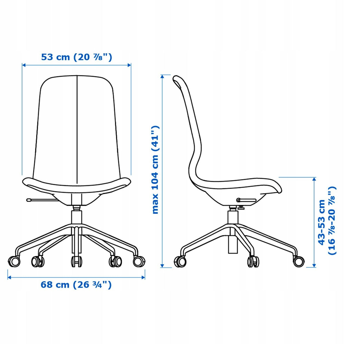 Conference chair blue with height adjustment Furniture depth 68 cm