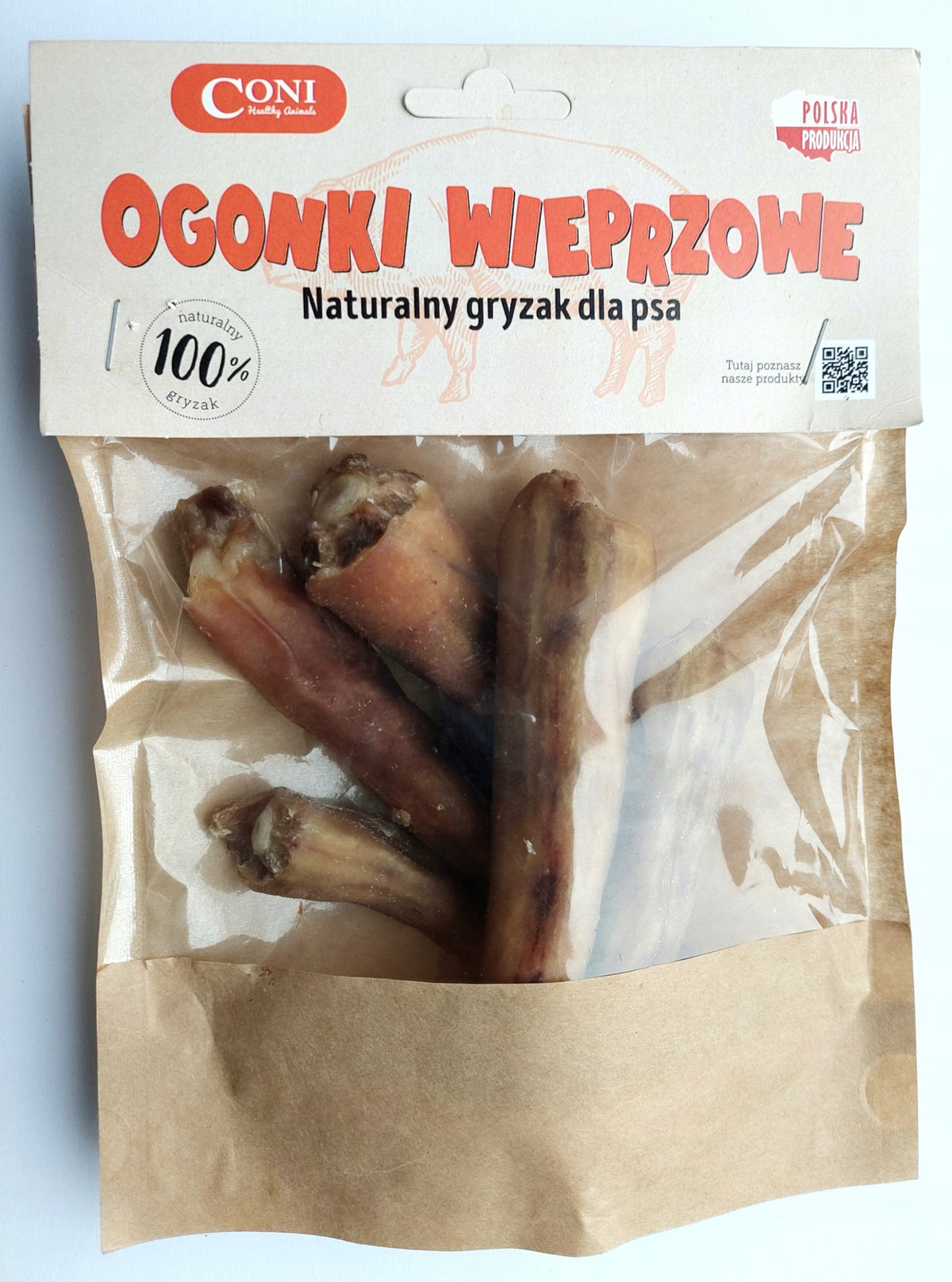 Coni pork tails natural dog teether100g