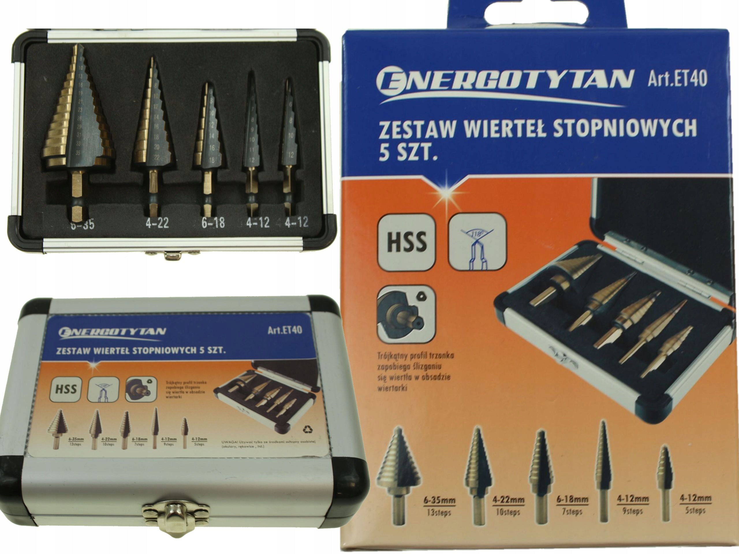 Conical drill bit set 4-35mm / step drill bit ENERGOTYTAN ET40