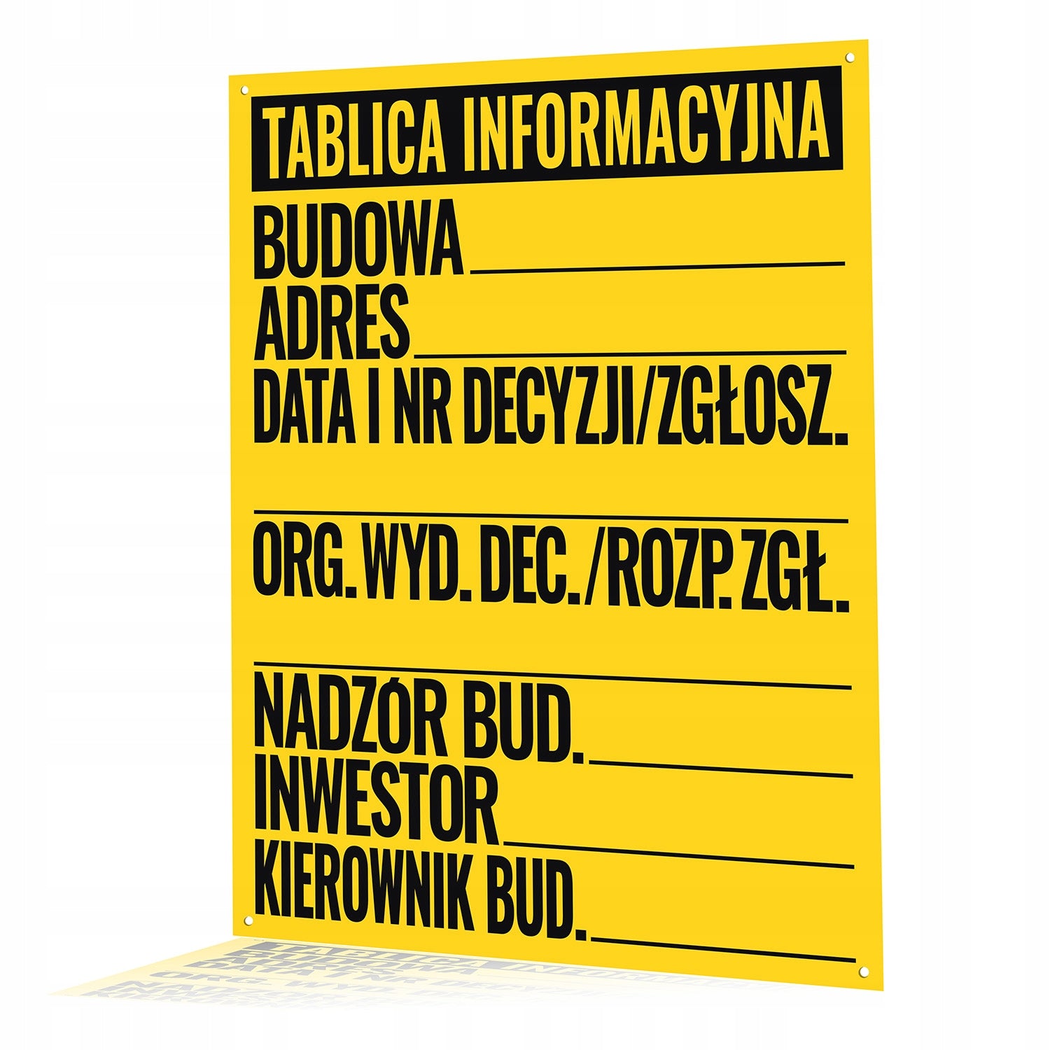 Construction Information Board CONSTRUCTION BOARD INFORMATION BOARD 50x70 EAN (GTIN) 5906826400923