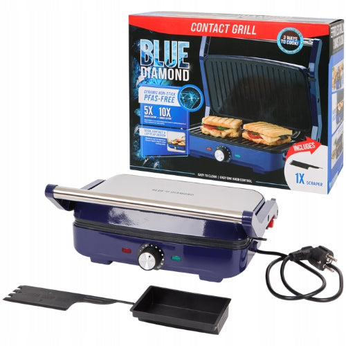 Contact Folding Electric Grill Blue Diamond Contact Grill 1600W