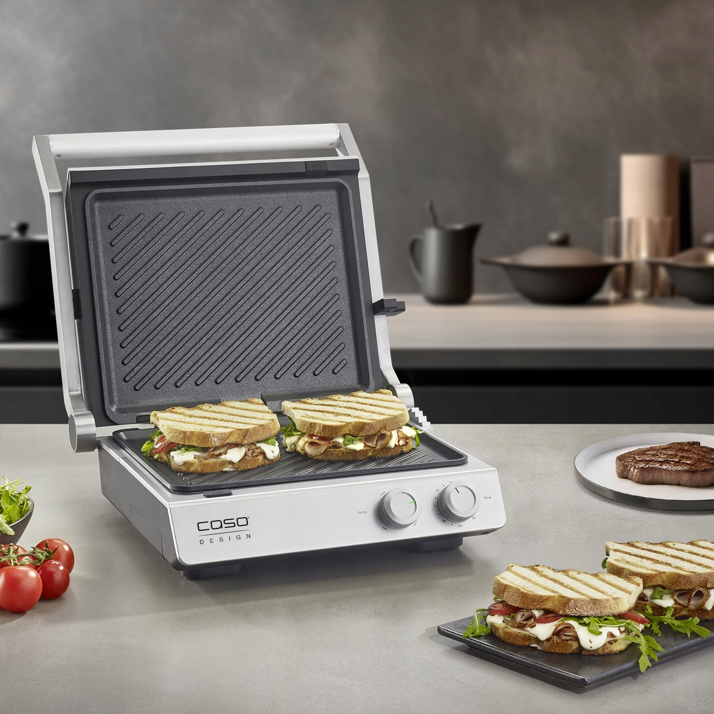 Contact electric grill Caso Germany SteakChef silver/grey 2000 W Packaging status original