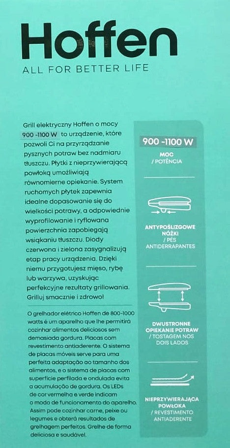 Contact electric grill Hoffen 1100 W double-sided toasting of dishes Manufacturer code POJM240314