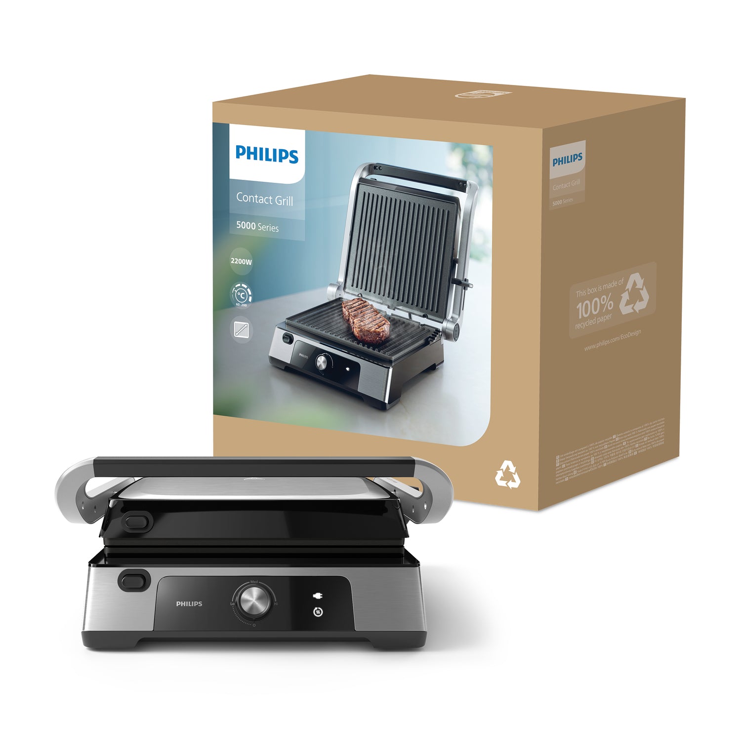 Contact electric grill Philips HD6301/90 silver/gray 2200 W Brand Philips