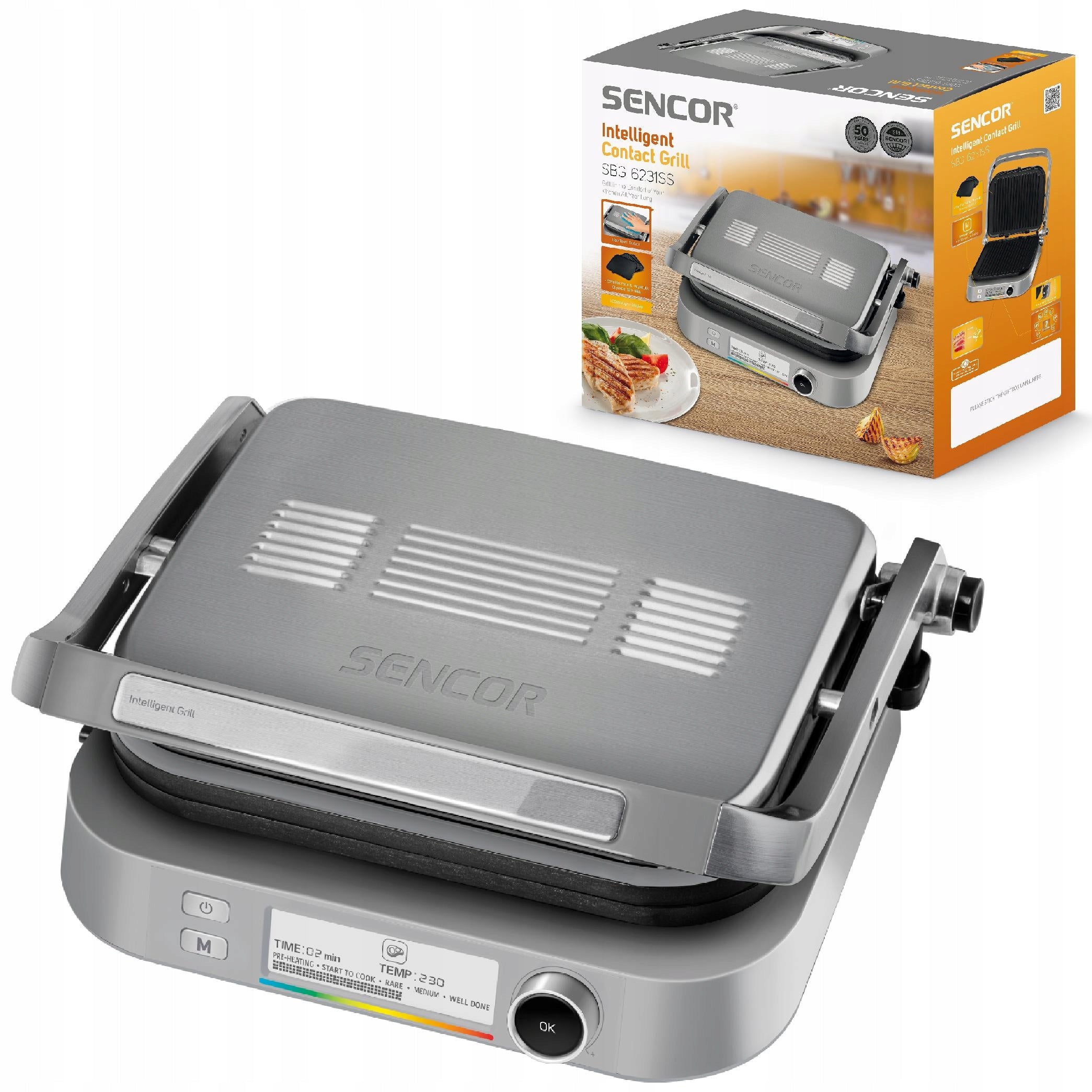 Contact electric grill Sencor SBG 6231SS silver/grey 2100 W Bonus