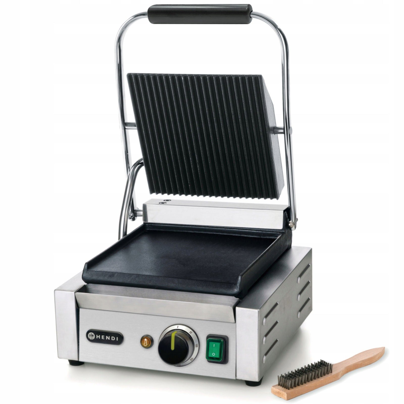 Contact grill Hendi 1800W top grooved down smooth stainless steel 230V