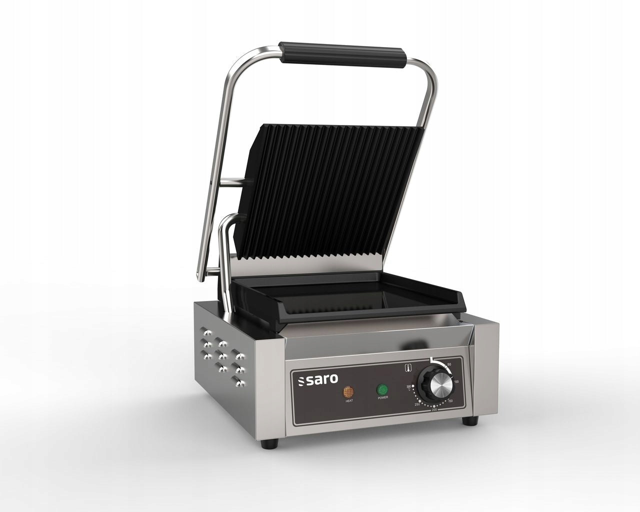 Contact grill double cast iron grooved plate Saro model PG 1 GG