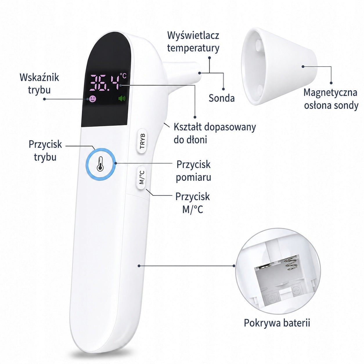 Contactless Electronic Medical Thermometer For Forehead and Ear LCD Medical device yes