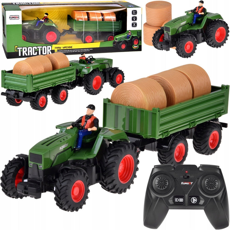 Controlled Tractor for Pilot with Trailer + Hay Balls Tractor RC0717