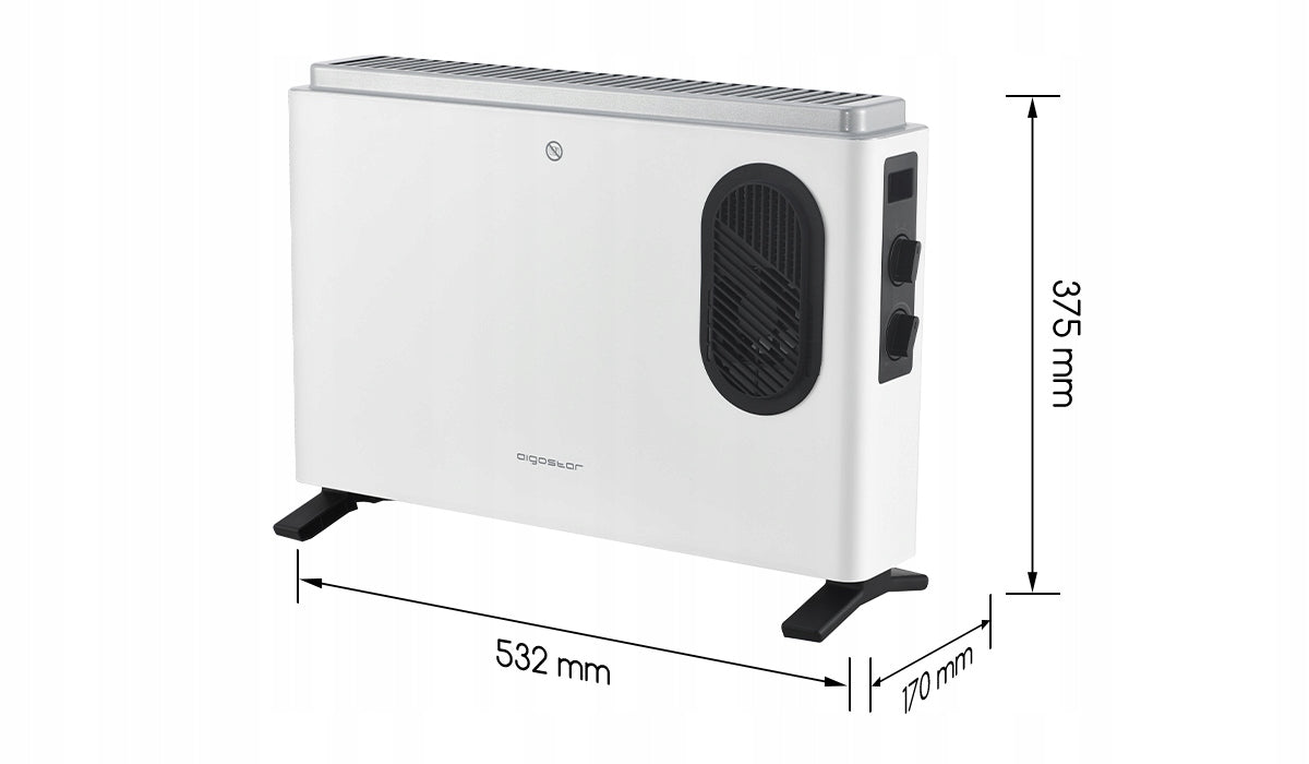 Convector Heater Aigostar 2000 W White with Fan for Rooms Connection method other