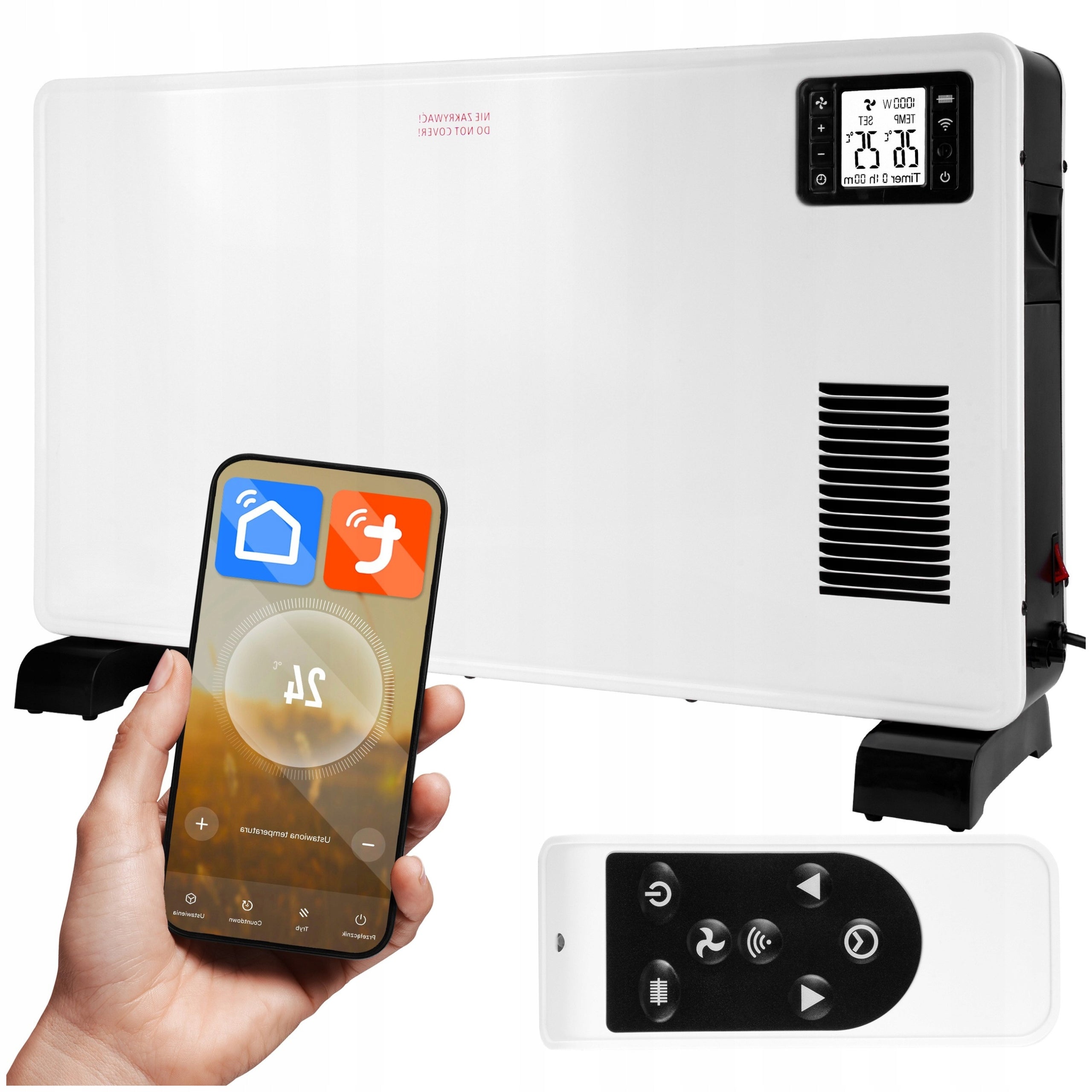 Convector Heater Electric Thermostat Remote Control Powerful WiFi 2300W