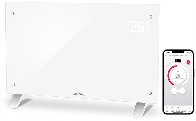 Convector Heater Glass Smart WiFi Sencor Smart HOME 2000W Manufacturer code 41016916