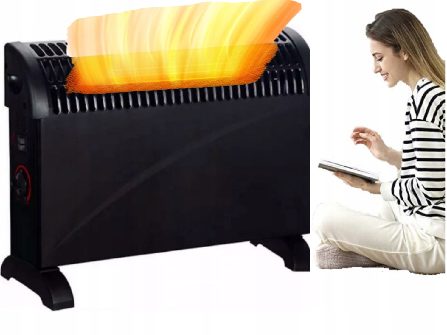 Convector heater Kepland 2000 W black EFFICIENT QUIET NICE