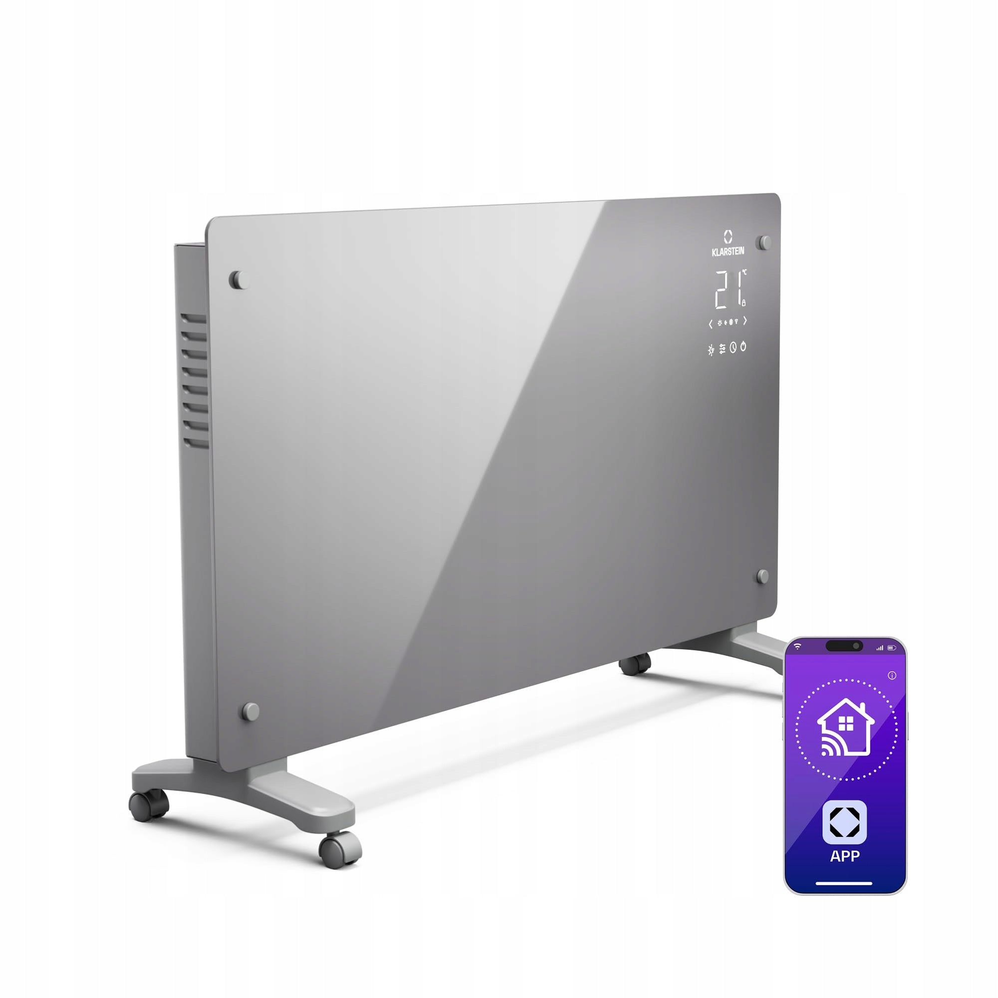 Convector heater Klarstein 2500 W grey, LED display