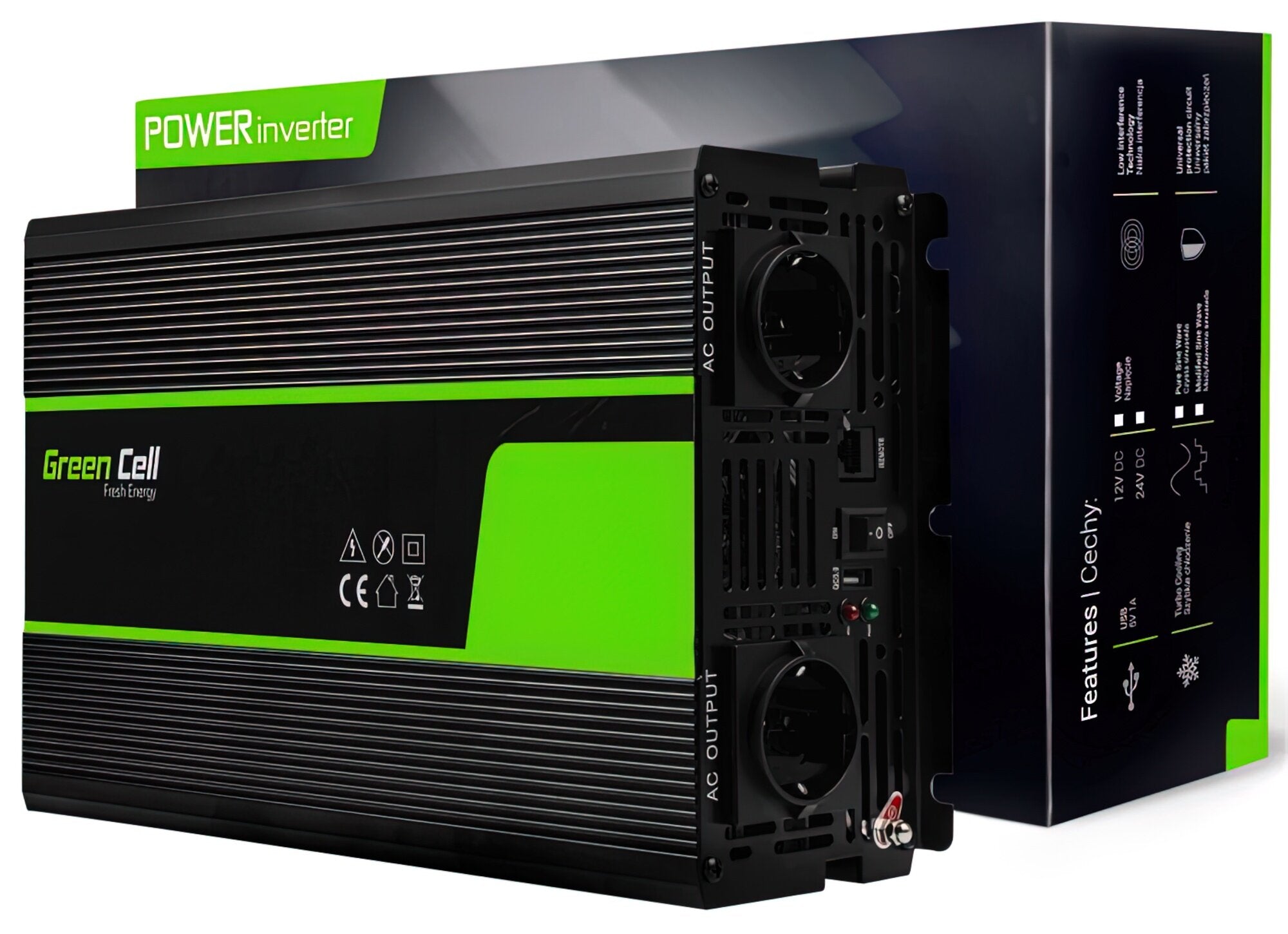 Converter GREEN CELL Pure sine wave 12V/230V 1500W/3000W Brand Green Cell