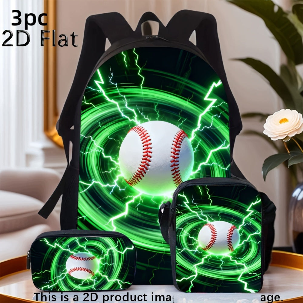 Cool Green Lightning Vortex Baseball Backpack Set Shoulder Bag