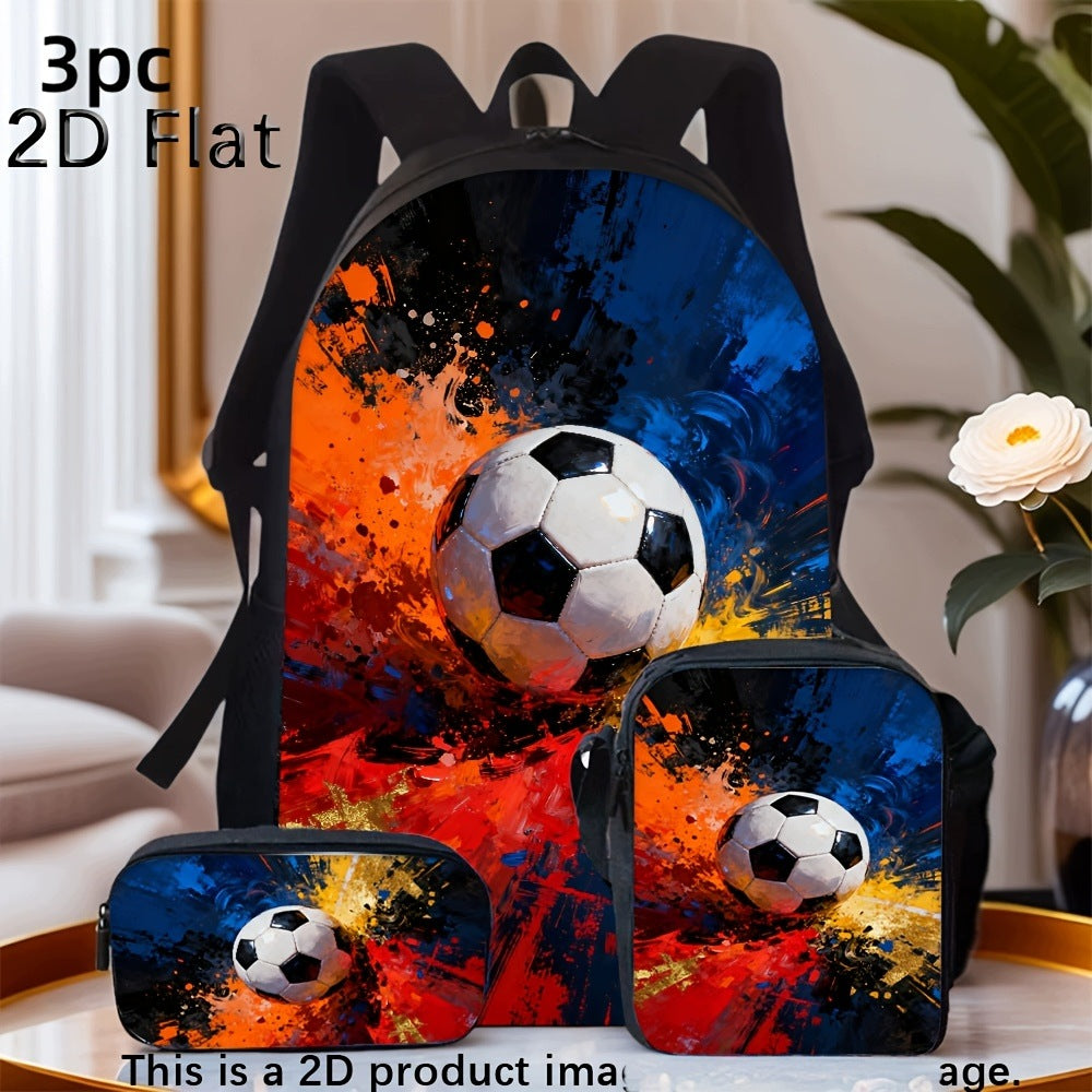 Cool Splash Ink Soccer Football Backpack Set Crossbody Bag Pouch
