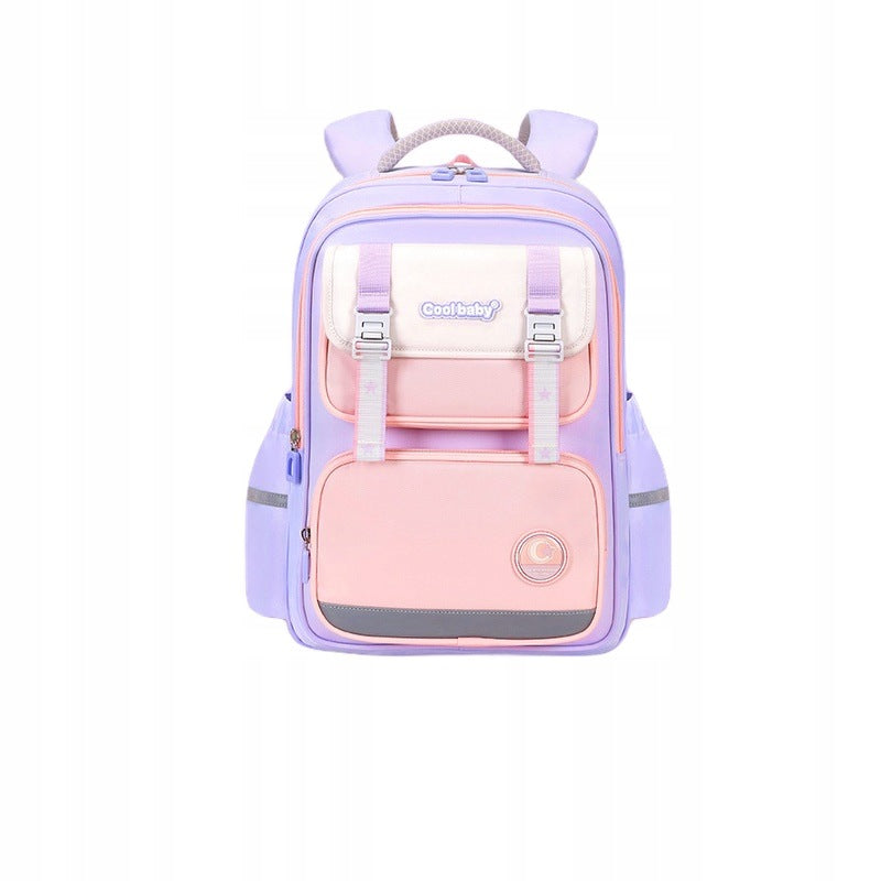 Coolbaby School Backpack For Boys Girls Purple With Pink Fruit