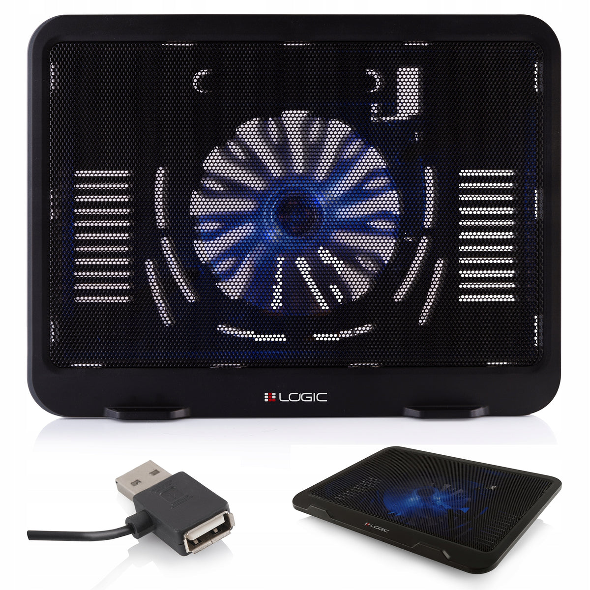 Cooling stand LOGIC LCP-10 laptop 14" one QUIET LED fan BLUE