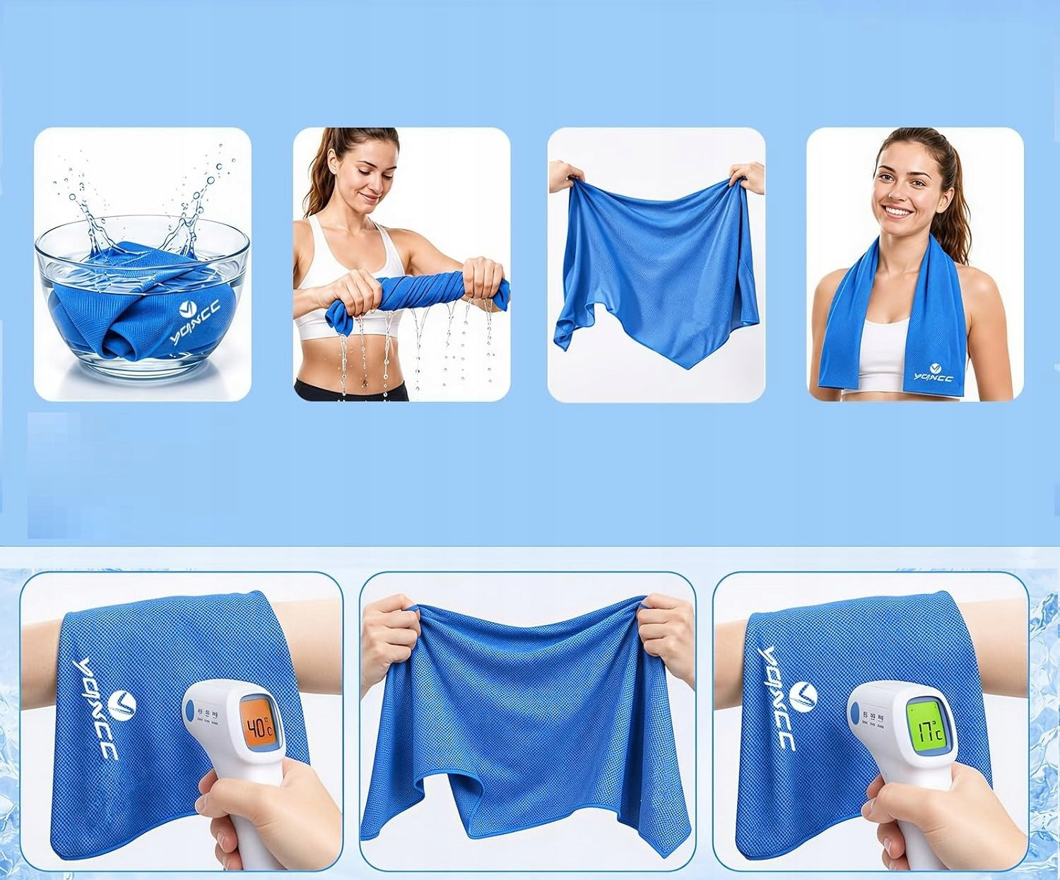 Cooling towel 120x30cm 2x blue (bicycle, running, camping and more) Manufacturer code Ręcznik z mikrofibry