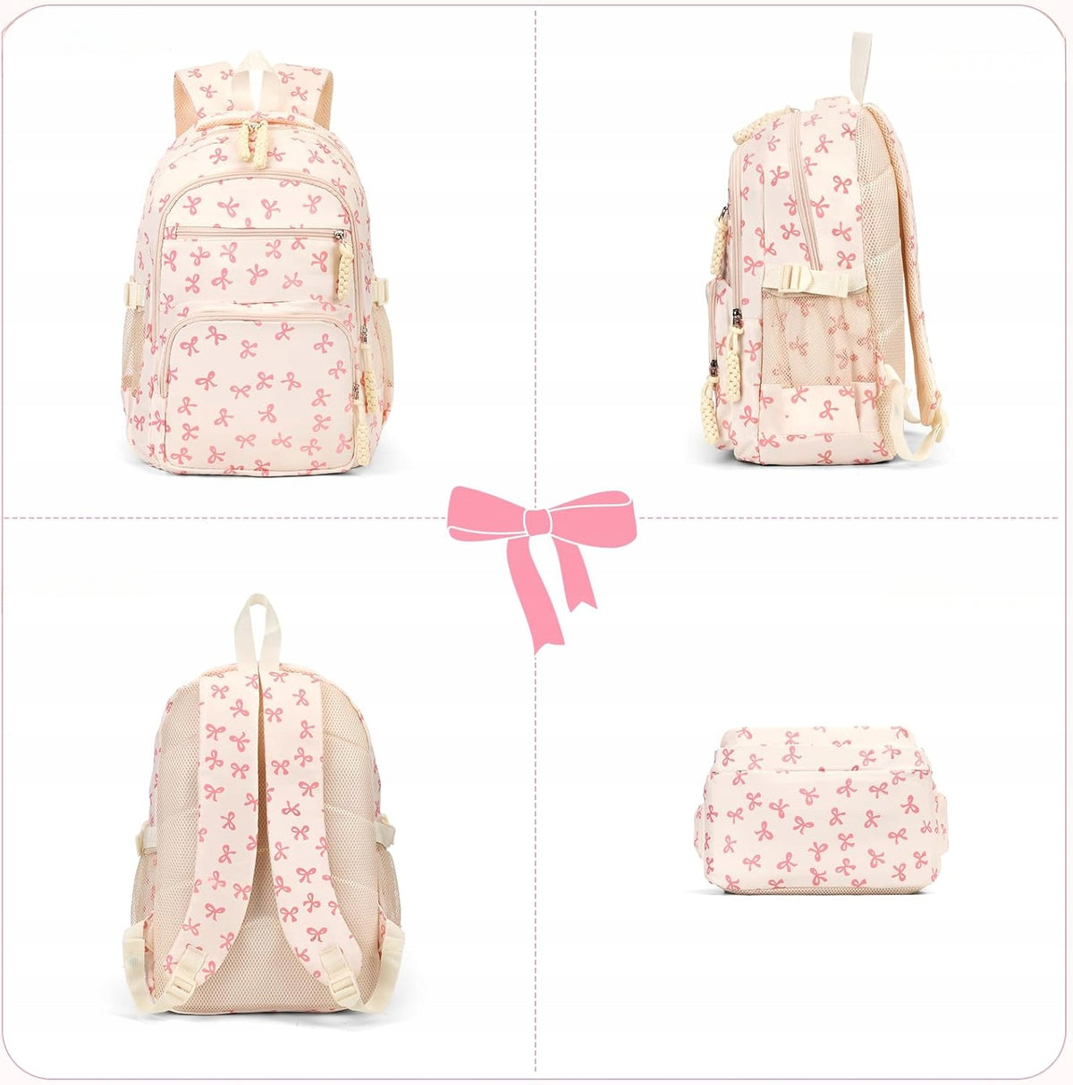 Coquette Bow Backpack - Cute Kawaii Aesthetic Daypack Coquette Set Kind bag