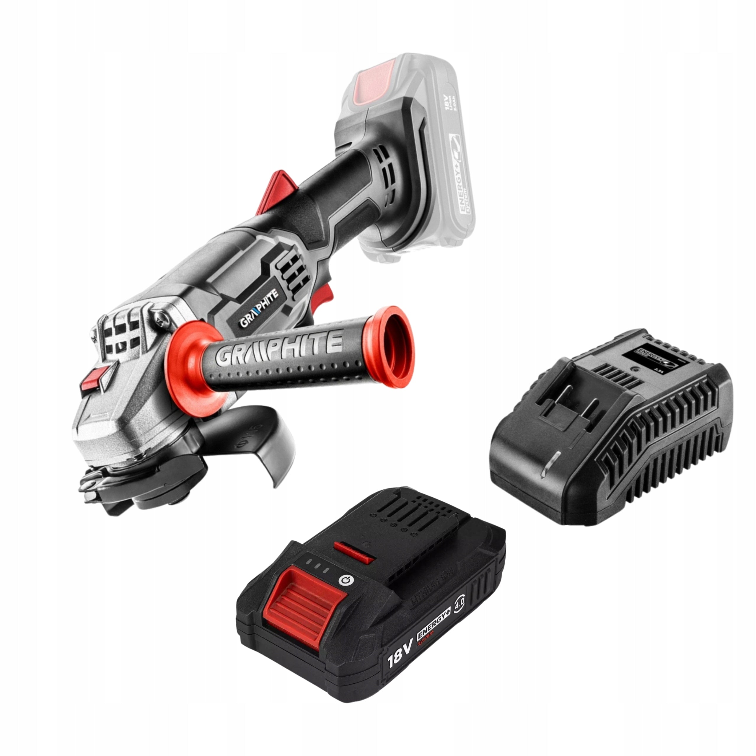 Cordless Angle Grinder 115 x 22.2mm + 4 Ah Battery + Charger