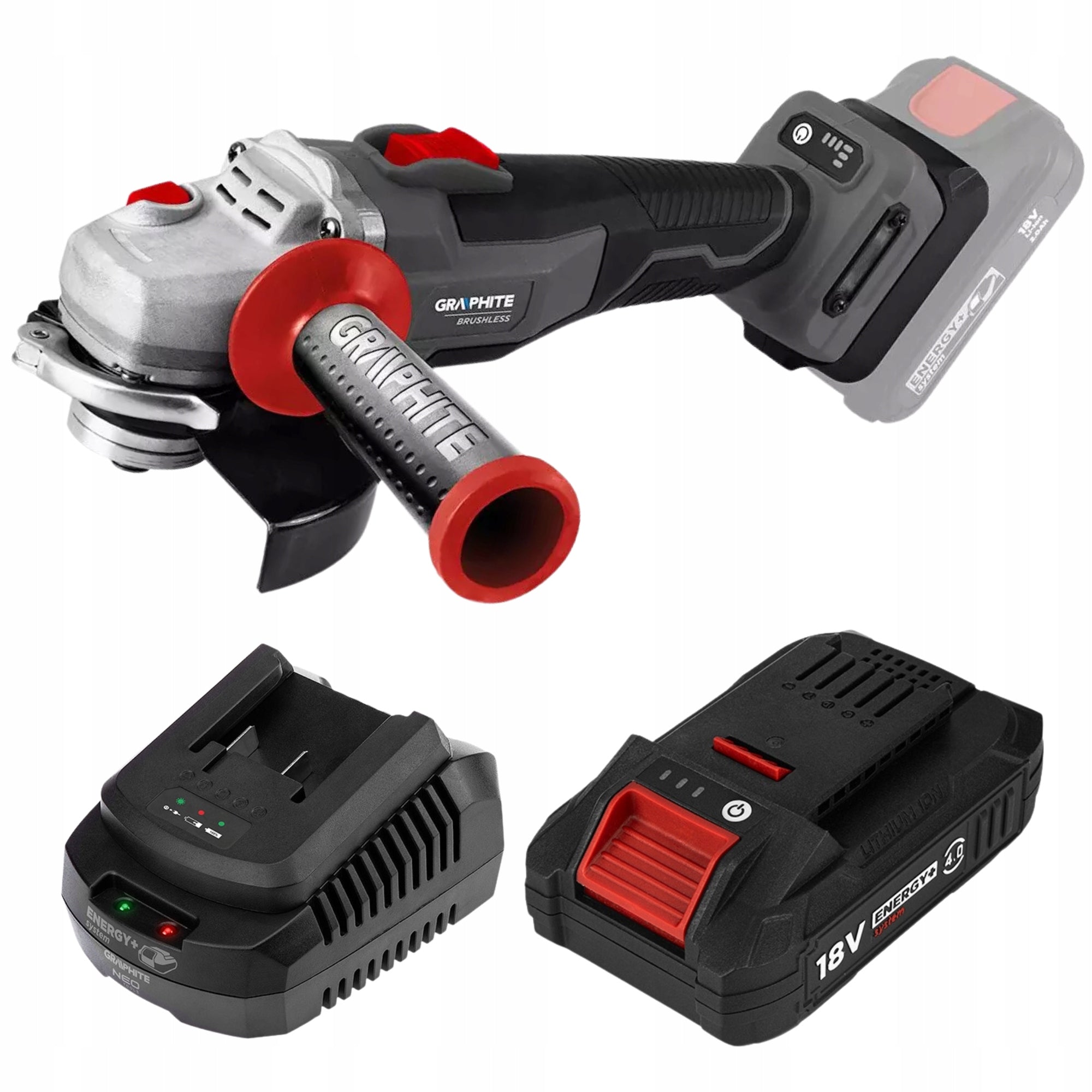 Cordless Angle Grinder 125mm Brushless +Battery 4Ah +Charger