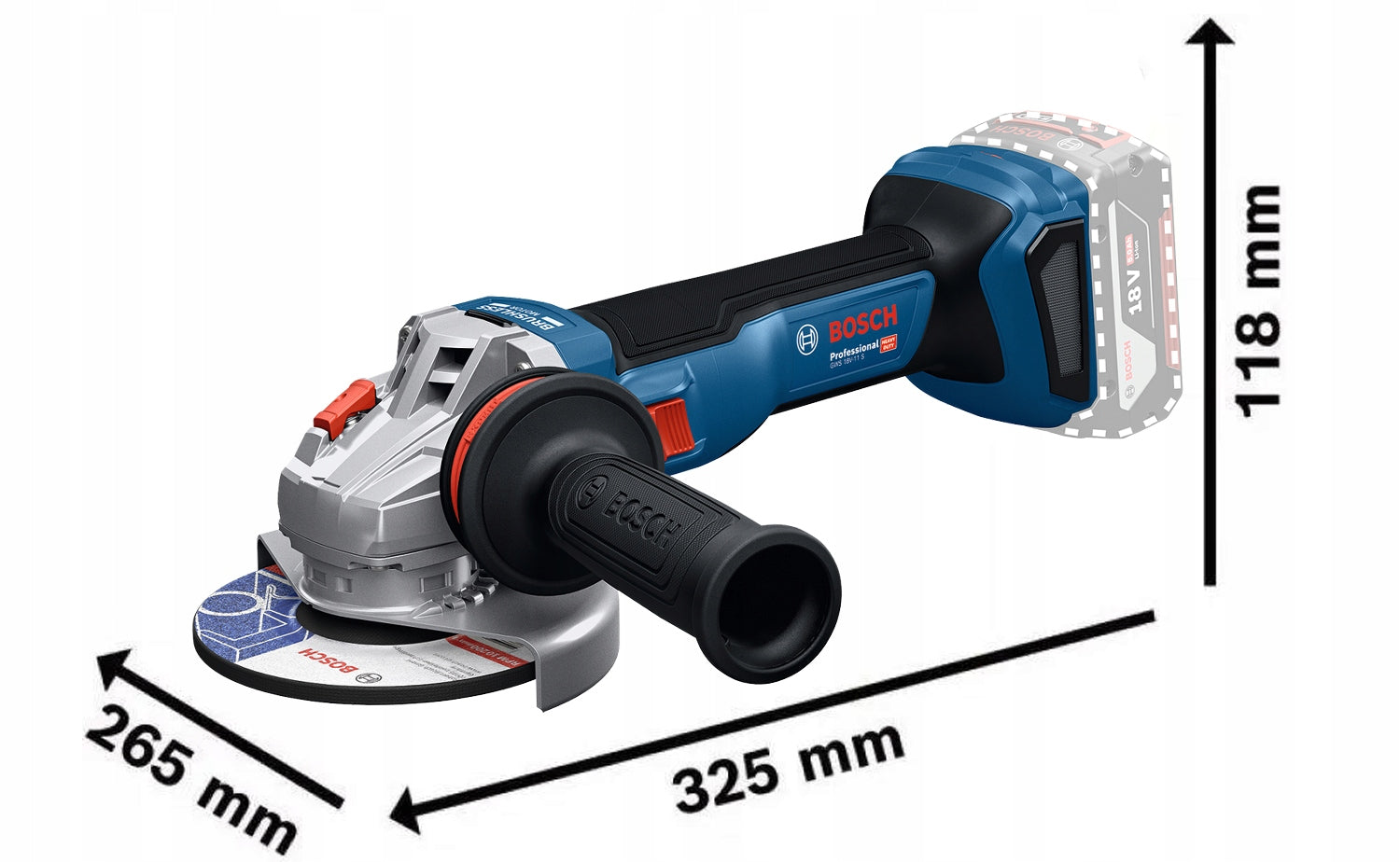 Cordless Angle Grinder 18V BOSCH GWS 18V-11 S Body Manufacturer code 06019N4001