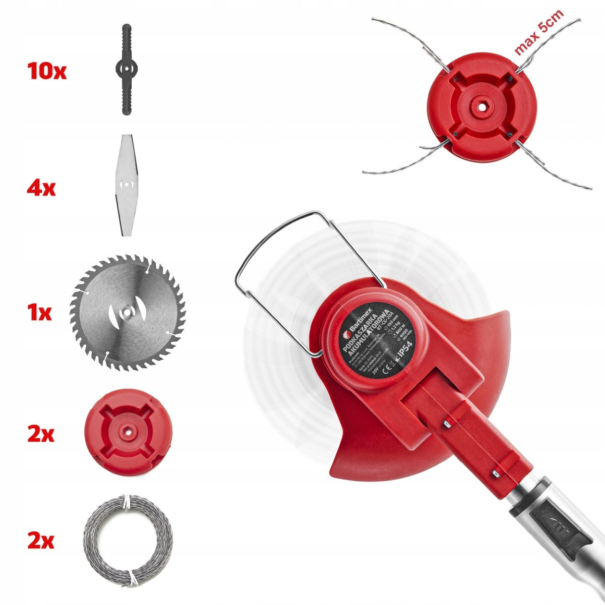 Cordless Brush Cutter 20V 800W 2x2,0Ah Scythe 15cm Electric Brush Cutter Power supply rechargeable battery
