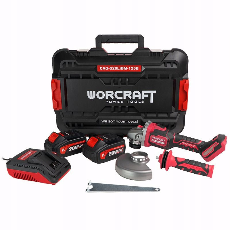 Cordless Brushless Angle Grinder + 2 Rechargeable Batteries 4.0 + Suitcase