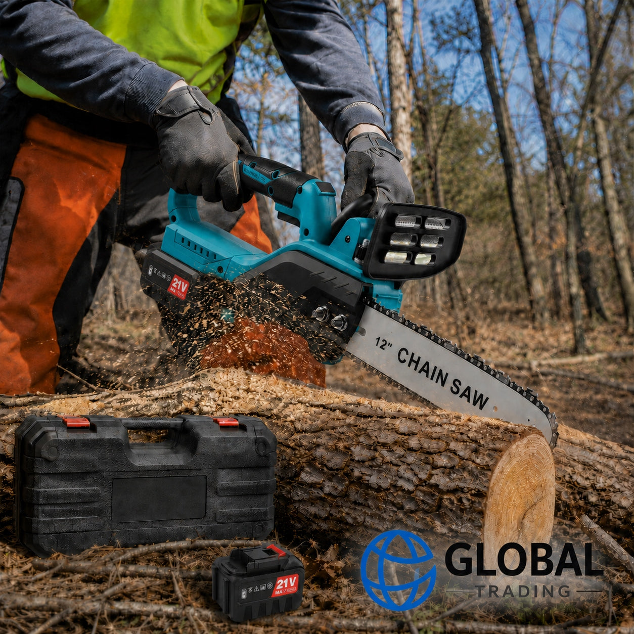 Cordless Chainsaw + 2 Batteries Compatible with Makita 18V LXT Manufacturer code Global Trading -  12"- 2x aku