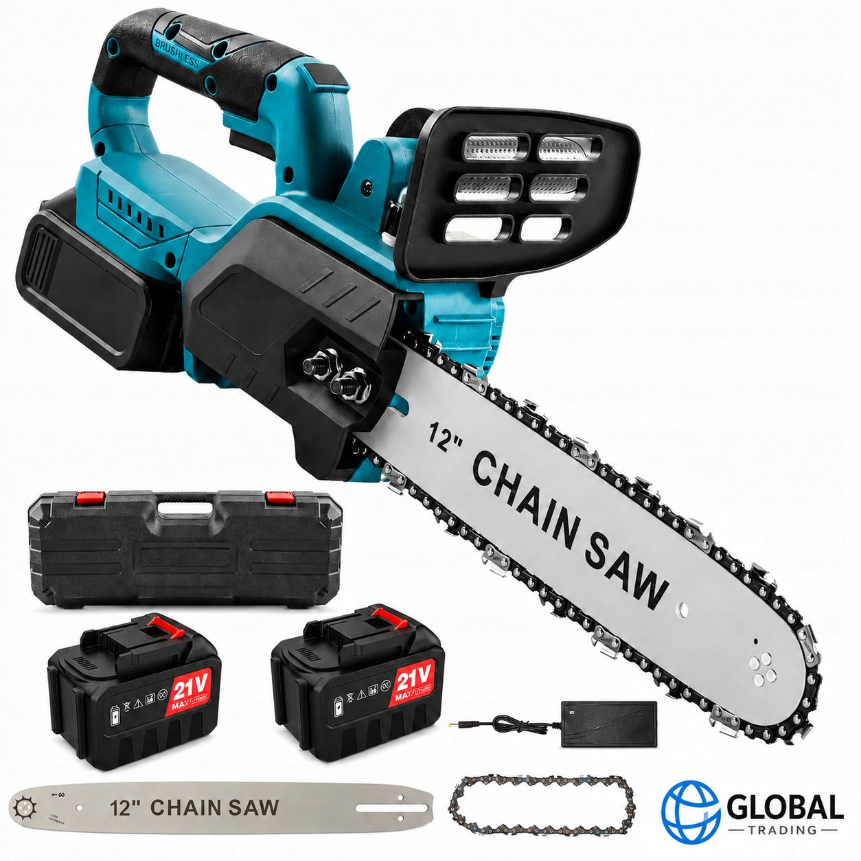 Cordless Chainsaw + 2 Batteries Compatible with Makita 18V LXT