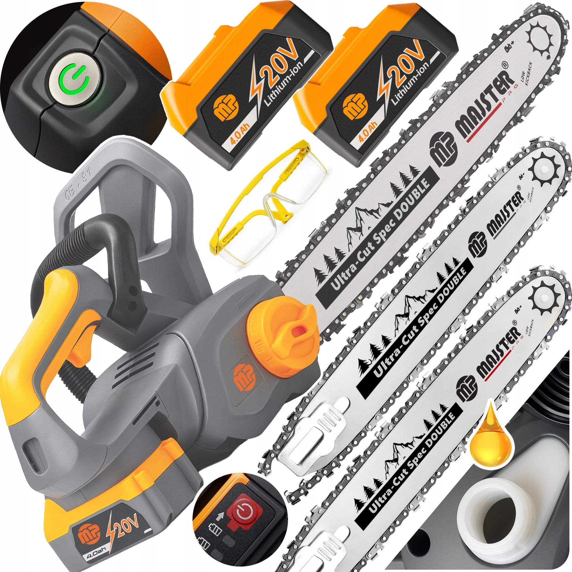 Cordless Electric Chainsaw Saw 2x4Ah Majster PRO MP-PA