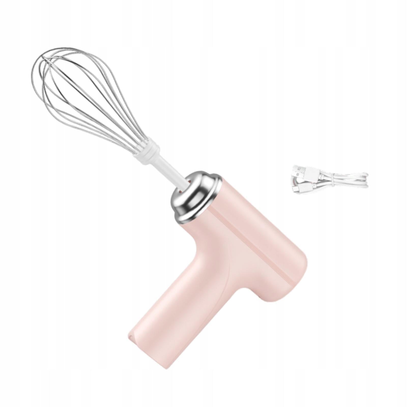 Cordless Hand Mixer Lightweight with 3 Speed Modes Small Pink Single Head