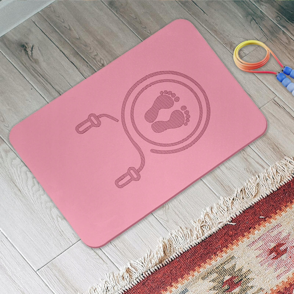 Cordless Jump Rope Mat Shock Absorbing Skipping Mat Multipurpose Pink