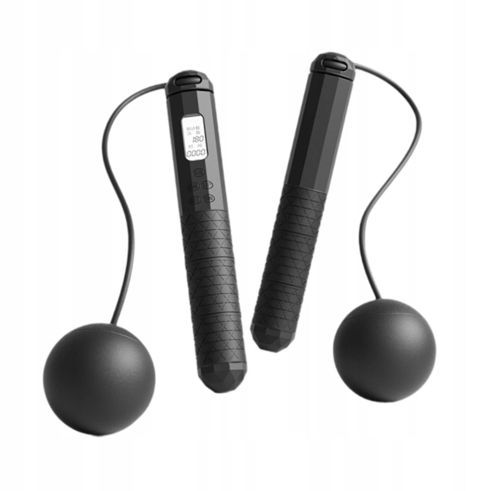 Cordless Jump Rope Weighted Skip Rope Timing Counting for Fitness Black Color black