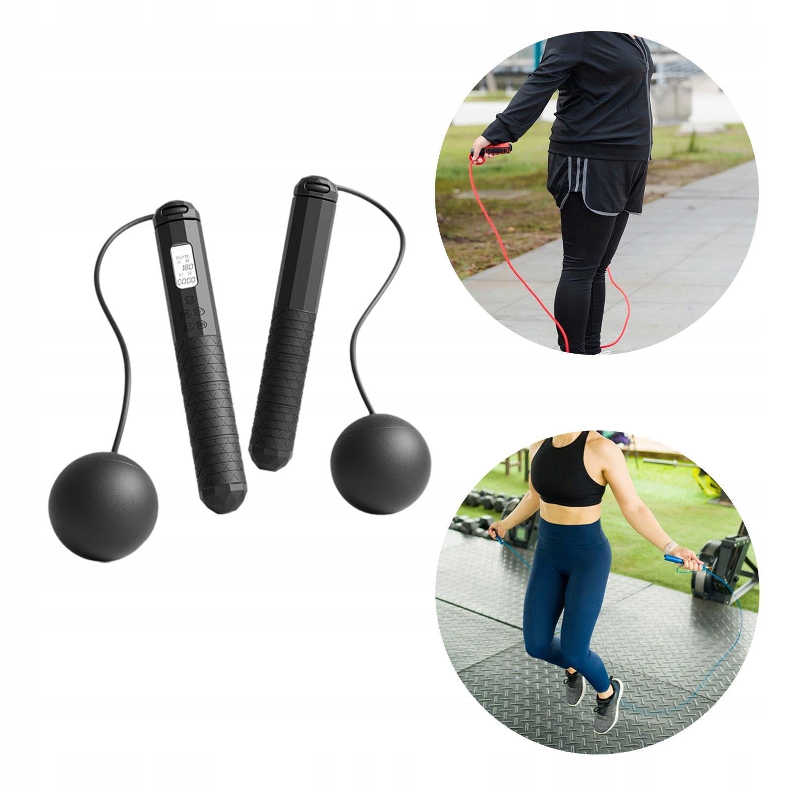 Cordless Jump Rope Weighted Skip Rope Timing Counting for Fitness Black Kind other