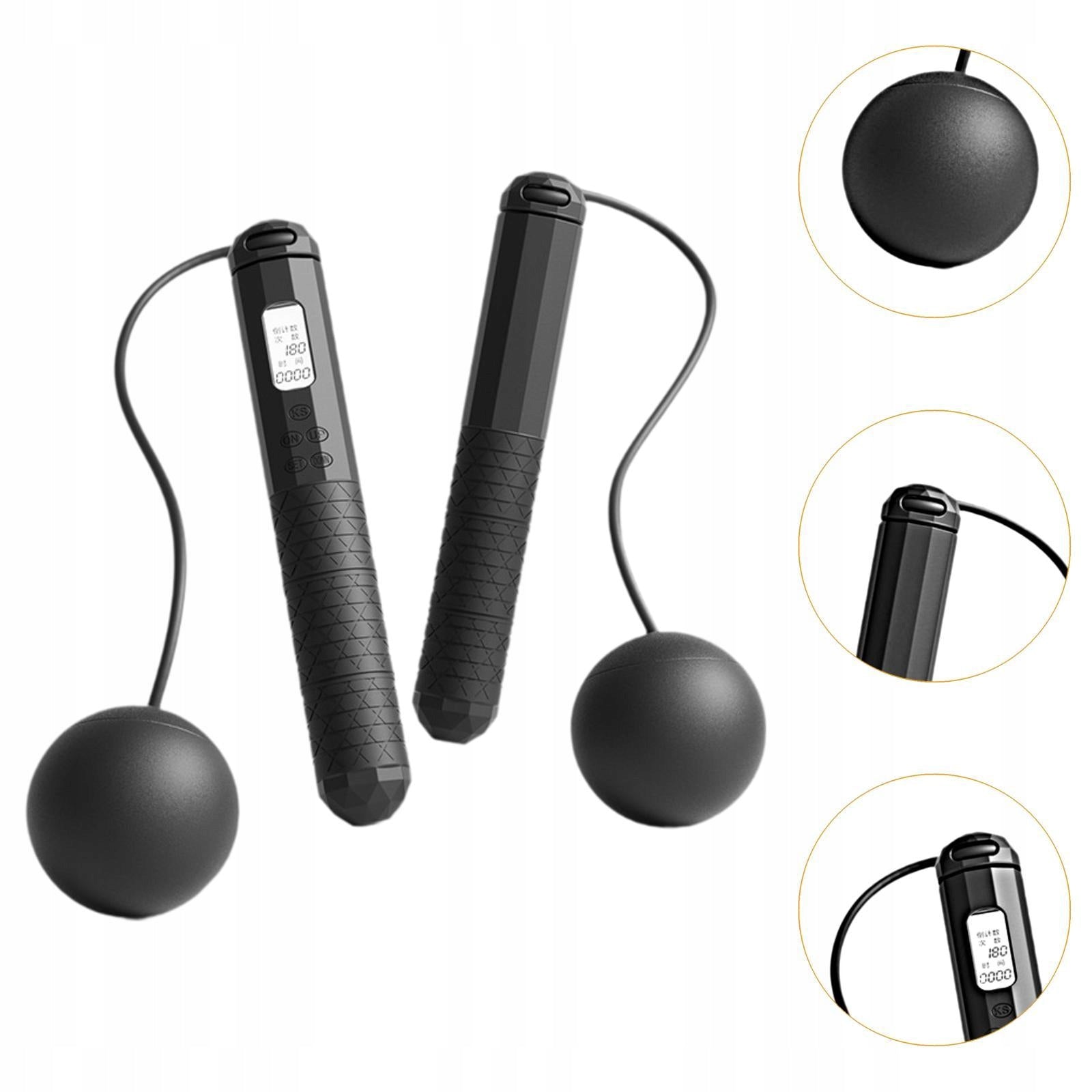 Cordless Jump Rope Weighted Skip Rope Timing Counting for Fitness Black Manufacturer code 13754118699