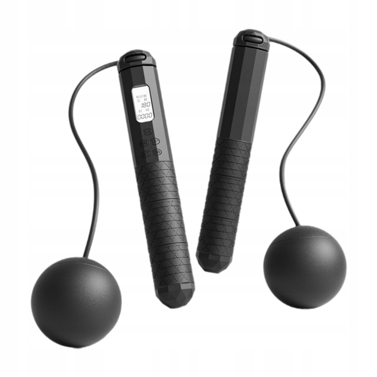 Cordless Jump Rope Weighted Skip Rope Timing Counting for Fitness Black
