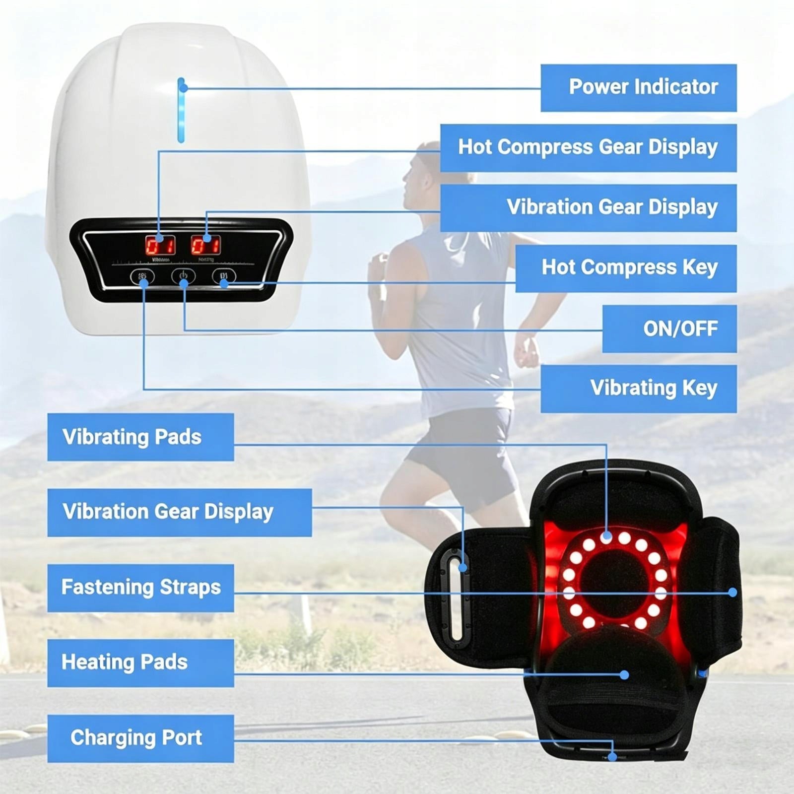 Cordless Knee Massage with Red Light Multifunction Gift Physical No Mugwort Medical device no