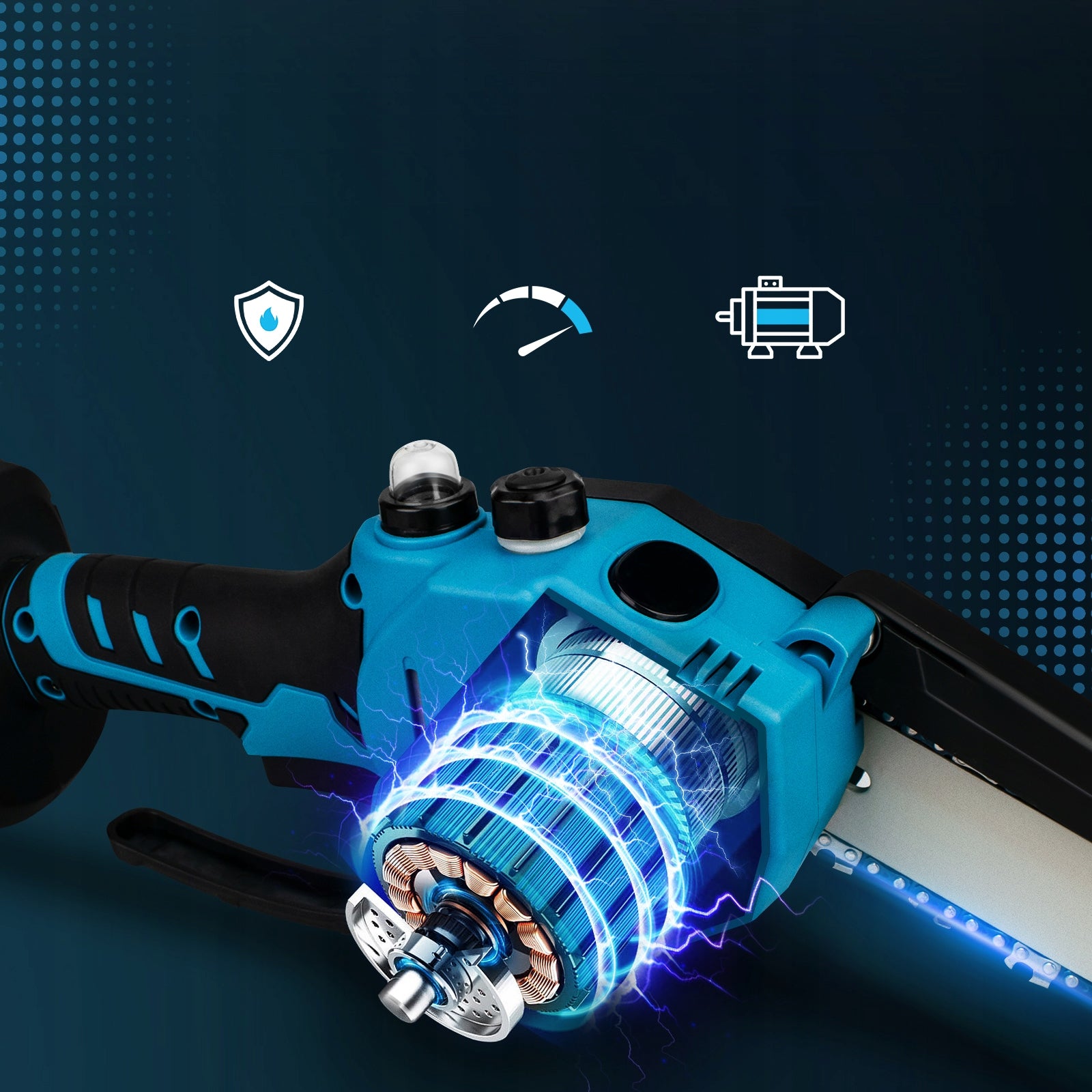 Cordless Mini Chainsaw 8" Brushless Electric Pruning Saw 2 Batteries Number of batteries 2