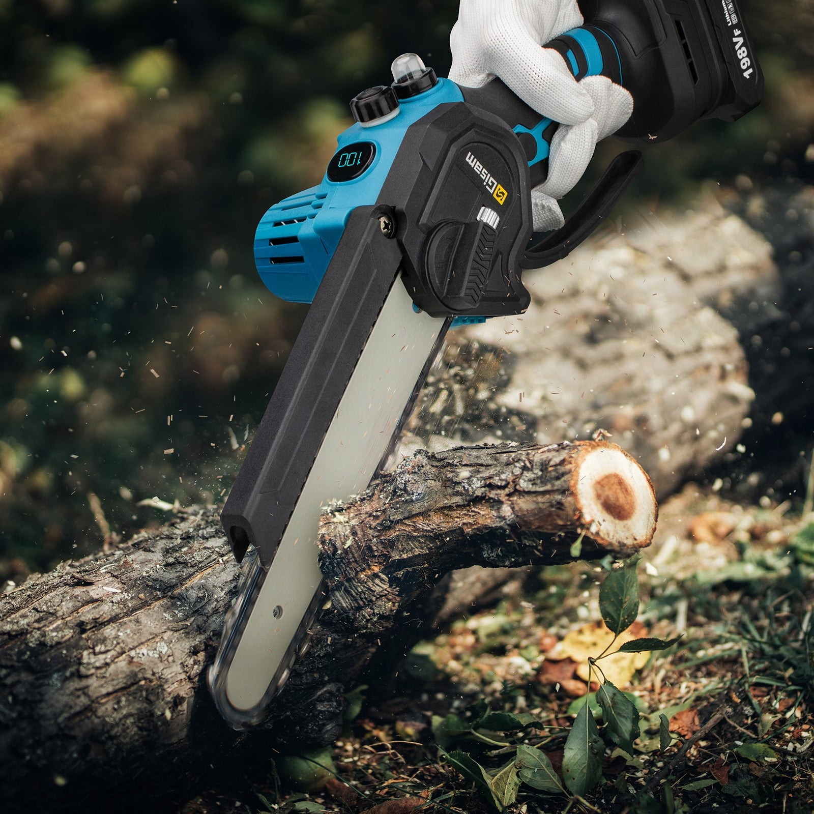 Cordless Mini Chainsaw 8" Brushless Electric Pruning Saw 2 Batteries Power supply rechargeable battery