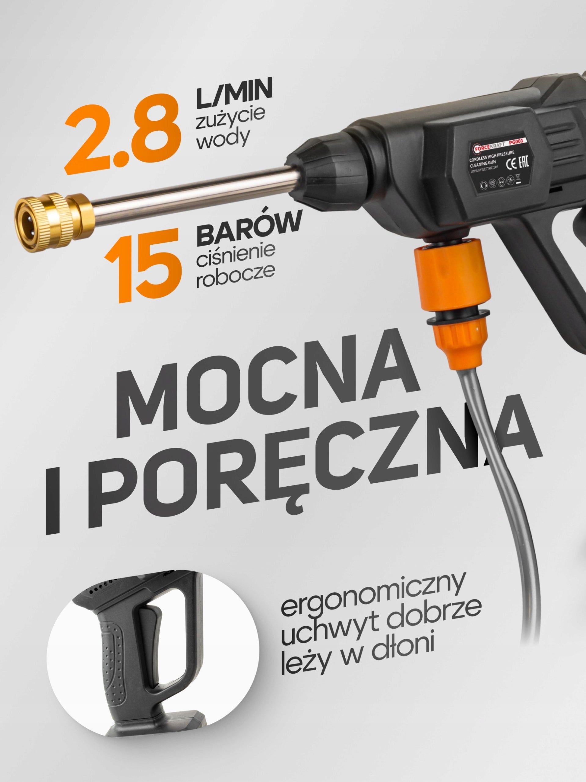 Cordless Pressure Washer 15bar 3Mode 21V For Forsage Cube Windows Manufacturer code 56936
